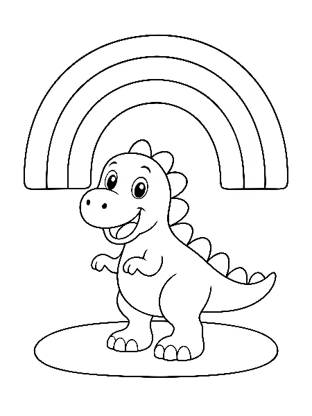 Rainbow Dino Park coloring page