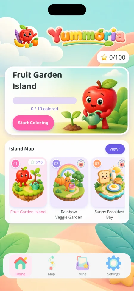 Yummoria home screen